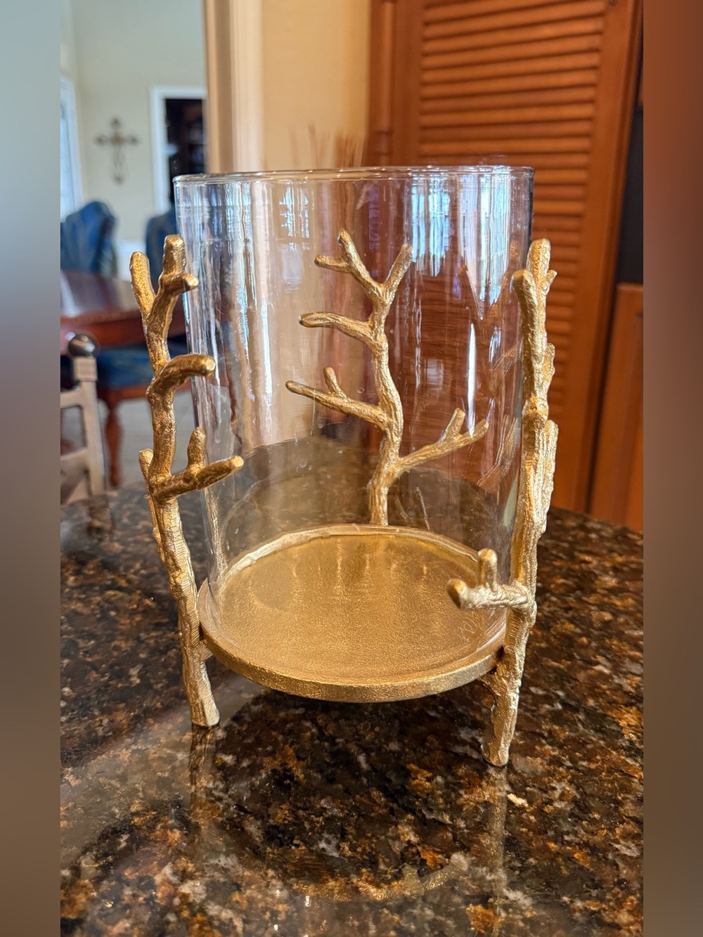 Elegant Gold Coral Hurricane Candle Holder – Coastal Glam Decor